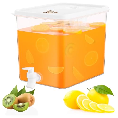 Beverage Drink Dispenser for Fridge, Plastic Beverage Dispenser with Spigot，Juice Container Sealed with Filter Screen，Cold Hot Drink Jug for Christmas Party Supplies (1PCS 2 Gallon) - color: 1PCS 2 Gallon