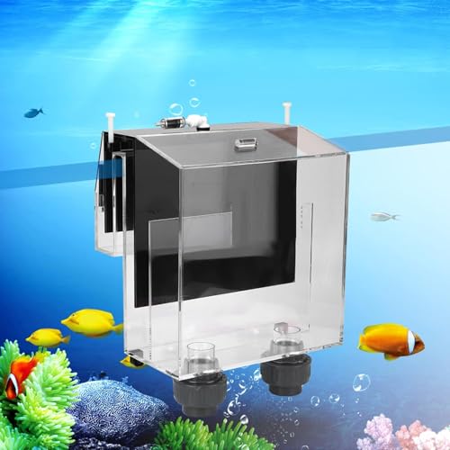 Zerodis Quality Acrylic Self Start Siphon Hang On Overflow Box, Acrylic Hang On Fish Water Siphon Air Pumps for Recycled Water and Increase Oxygen, Filtration Water No Noise Fish