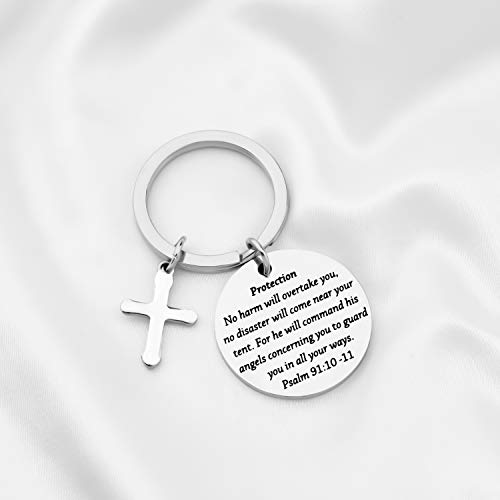 bobauna Bible Verse Keychain Psalm 91 No Harm Will Overtake You