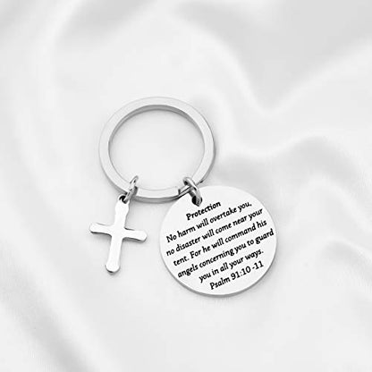 bobauna Bible Verse Keychain Psalm 91 No Harm Will Overtake You