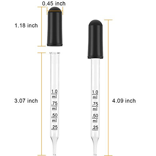 Tecunite 40 Pcs Glass Dropper Bulk, 1 ml Dropper for Liquids Glass Droppers Pipettes for Essential Oil, Medicine, Crafts, Pipette for Mixing Paints, Ear&eye Drops