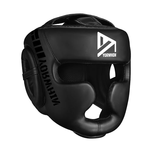 𝗣𝗥𝗘𝗠𝗜𝗨𝗠 Youth Kids Boxing Headgear, MMA Training Sparring Safety Head Guard, Boxing Head Gear Helmet for Training Kickboxing Sparring Karate Taekwondo Muay Thai - size: Large