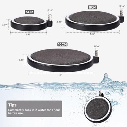 hygger Air Stone for Aquarium: Quiet High Dissolved Oxygen Diffuser Kit for Freshwater or Saltwater Fish Tank and Hydroponic Air Pump-Disc 2 x 2 Inch Air Bubble Stone Without air Pump - size: 5CM