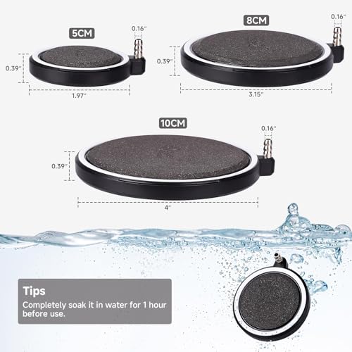 hygger Air Stone for Aquarium: Quiet High Dissolved Oxygen Diffuser Kit for Freshwater or Saltwater Fish Tank and Hydroponic Air Pump-Disc 2 x 2 Inch Air Bubble Stone 2 Packs Without air Pump - size: 5CM-2Packs
