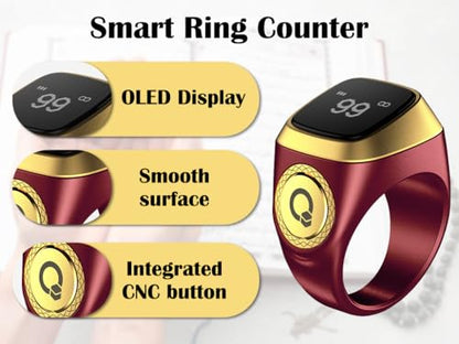 Anlising Smart Ring Counter, Smart Tasbih Zikr Ring, Muslim Islamic Prayer Smart Rings, Tasbih Counter Smart Ring, Tasbeeh Smart Counter, Digital Electronic Smart Tally Counter for Prayer(Brown, 20MM)