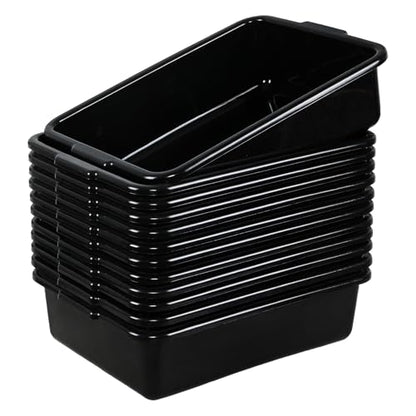 12-Pack Commercial Bus Tub Bin, 13 L Bus Box | Black Plastic Tote Box for Restaurant Dishwashing, Bussing Tables, Cleaning, Food Prep and Storage - size: 13 L