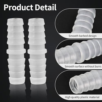 5-Pack 3/8" Barbed Fitting, Universal | Plastic Barbed fitting; for air, water, fuel lines; fits aquarium, water pump, irrigation systems - size: 3/8