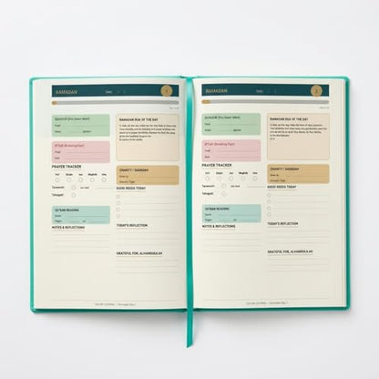 Salam Journal, Islamic Daily Planner with Prayer Tracker, Daily Hadith and Duas, Undated Layout with 6 Month Coverage, Ramadan and Eid Gift for Muslims, Ramadan Planner (Mint Green) - color: Mint Green