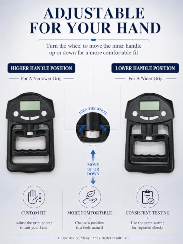 Hand Grip Strength Tester - 220lbs/100kg Digital Hand Dynamometer with High-Precision Strain Gauge, Electronic Handgrip Strength Testing Tool for Athletes, Seniors & Fitness Tracking - color: Black