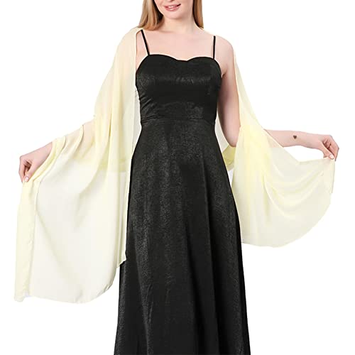 Ladiery Chiffon Shawl Wraps for Women Evening Dresses, Elegant Soft Sheer Shawls for formal dressy Bride Wedding - color: Beige