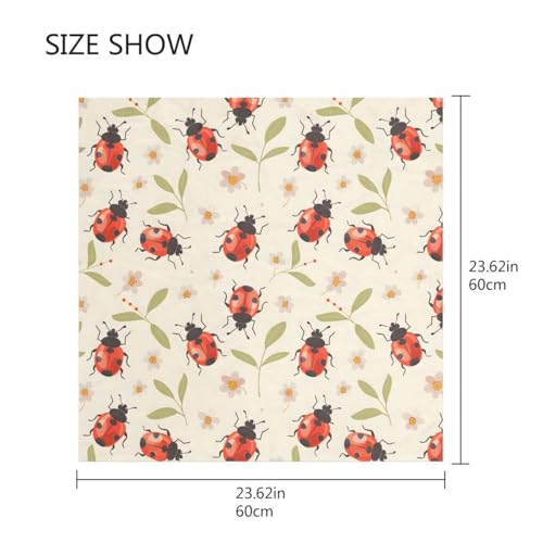 Bolaz Women's Square Silk Hair Scarves and Wraps Headscarf Abstract Head Neck Scarf Bandana 24inch - color: Lady Bugs Off-white