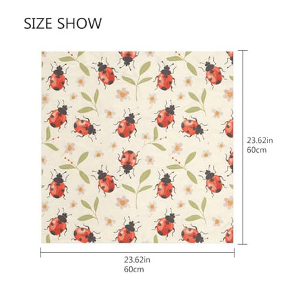 Bolaz Women's Square Silk Hair Scarves and Wraps Headscarf Abstract Head Neck Scarf Bandana 24inch - color: Lady Bugs Off-white