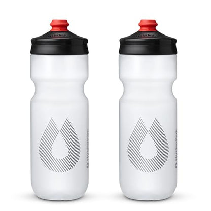 HydraPak Breakaway Surge Lightweight Bike Water Bottle 2-Pack (20oz, 25oz, 30oz) - High Flow, Cycling & Sports Squeeze Bottle - color: Clear, size: 25oz/740ml