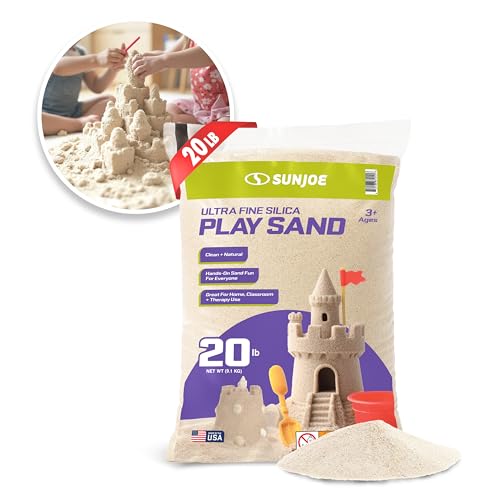 Sun Joe Silica Play Sand for Sandbox, Sensory Table & Gardens, PLYSAND20 | 20 Lb Bag - Indoor & Outdoor Craft Accessory for Molding, Digging & Sculpting, PLYSAND20 - size: 20 lb
