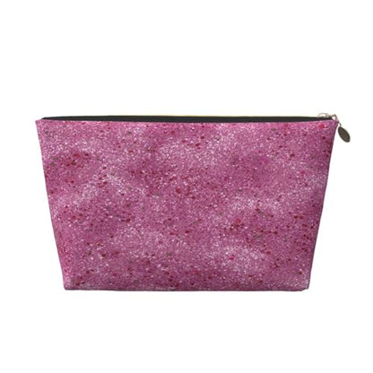 Leather Makeup Bag for Purse, Waterproof Small Toiletry Bag with Zipper, Cute Cosmetic Bags for Women, Pink Glitter with Tiny Travel Pouch - color: Pink Glitter With Tiny