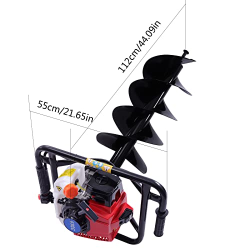 Auger Post Hole Digger, Gas Powered Earth Post Hole Digger Post Holes Earth Digger Petrol Drill Borer Bulb Planting Drill Fence Hole Maker Machine (63CC 3HP 2.2KW Double Leaf) - size: 63CC 3HP 2.2KW Double Leaf