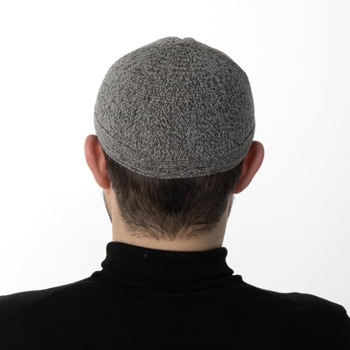 Modefa Islamic Prayer Kufi Hats for Men Chenille Knitted Stretchable Muslim Cap One-Size Fit - color: Grey
