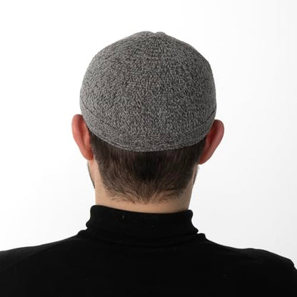 Modefa Islamic Prayer Kufi Hats for Men Chenille Knitted Stretchable Muslim Cap One-Size Fit - color: Grey