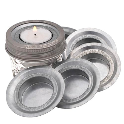 Tea Light Candle Holder Metal Lid Inserts by Mason Jar Lifestyle (6 Pack, Regular Mouth) - size: Regular Mouth