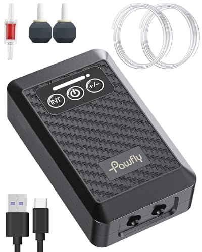 Pawfly Aquarium Lithium Battery Powered Air Pump USB Rechargeable Oxygen Pump Portable Live Bait Aerator Pump for Outdoor Fishing and Fish Transportation - size: 60-100 Gal（3.5 W）