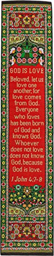 God is Love, Woven Fabric Christian Bookmark, Let us Love One Another, Silky Soft 1 John 4:7-8 Flexible Bookmarker for Novels Books and Bibles, Traditional Turkish Woven Design, Memory Verse Gift - color: God is Love, size: Single