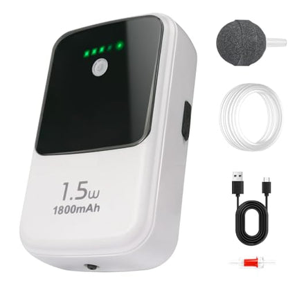 Aquarium Air Pump Rechargeable Aerator for Bait Bucket, Portable Battery Powered Air Pump for Aquarium, Fish Tank Air Pump Bubbler Aerator for Outdoor Fishing (1.5w)