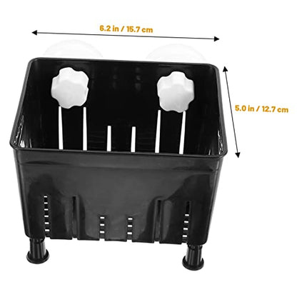 Mikikit 1 Set Aquarium Fish Breeding Box Tortoise Hatching Isolation Box with Feeding Trough Lightweight Divider for Betta Fish Nursery Legs Suction Cups - color: Black