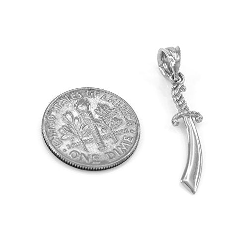 Fine 925 Sterling Silver Scimitar Islamic Knife Charm Necklace, 20"