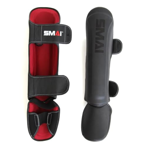 SMAI Thai MMA Kickboxing Guards for Men, Women, Kids with Comfortable, Durable, Impact Resistant, Ankle Support Shin Shields & Foot Protector a Pro-Grade Martial Arts Equipment. - size: X-Large