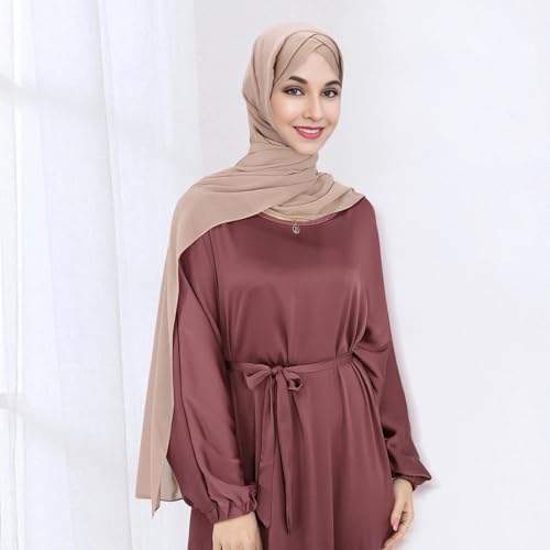 XEPST Instant Hijab for Women, Islamic Muslim Chiffon Hijab with Matching Cross Hijab Undercap Soft Instant Hijab Ready to Wear Solid Color Headscarf Turban Wrap Hijab Scarf for Women, Khaki
