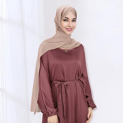 XEPST Instant Hijab for Women, Islamic Muslim Chiffon Hijab with Matching Cross Hijab Undercap Soft Instant Hijab Ready to Wear Solid Color Headscarf Turban Wrap Hijab Scarf for Women, Khaki
