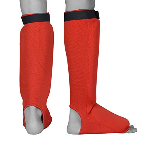 UFG Ultimate - Cloth Shin Instep Guard - Karate MMA Boxing Muay Thai Training Protection - color: Red, size: Small-Medium