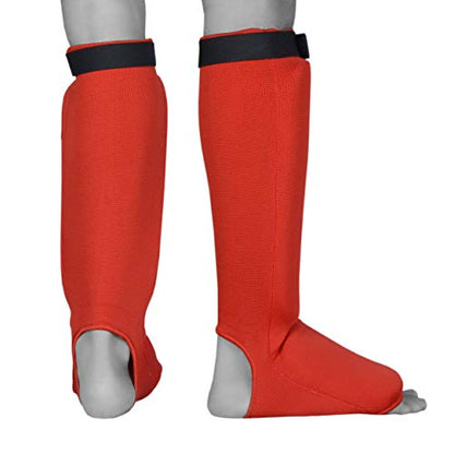 UFG Ultimate - Cloth Shin Instep Guard - Karate MMA Boxing Muay Thai Training Protection - color: Red, size: Small-Medium