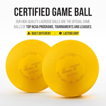 Pearl LT Textured Lacrosse Balls by Guardian Innovations, 10 Pack - SEI Certified Meet NOCSAE Standards for Games. Official Game Balls of Top NCAA Programs, Tournaments and Leagues - Yellow