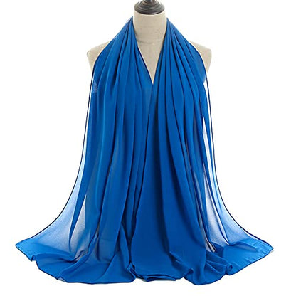 YOUR SMILE for Women Lightweight Breathable Solid Color Soft Chiffon Long Fashion Scarves Sun-proof Shawls Wrap - color: Blue