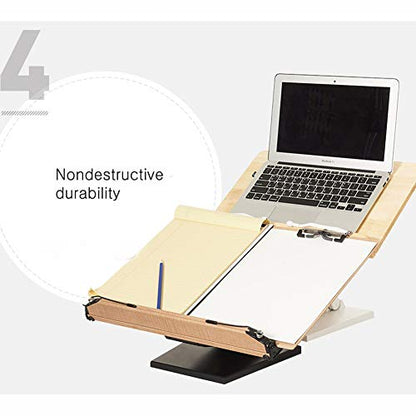 EYELEVEL Wooden Book Stand Reading Rest Bookrest Cookbook Laptop Holder for Textbook Music Score Desk Laptop Height Adjustable 270° Angle Adjustable