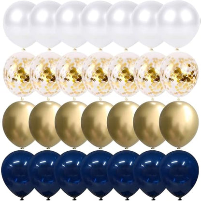Navy Blue and Gold Balloons, Blue Balloons Birthday Party Decorations