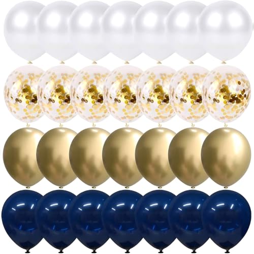 Navy Blue and Gold Balloons, Blue Balloons Birthday Party Decorations