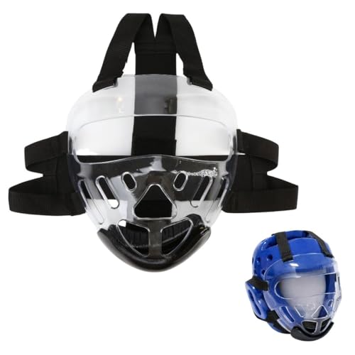 Taekwondo Sparring Mask, Face Shield Face Protection Cover, Transparent Protective Thickening Head Gear, Detachable Removable Headgear Figh Helmet for Fighting Sports Karate Kickboxing Boxing