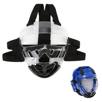 Taekwondo Sparring Mask, Face Shield Face Protection Cover, Transparent Protective Thickening Head Gear, Detachable Removable Headgear Figh Helmet for Fighting Sports Karate Kickboxing Boxing
