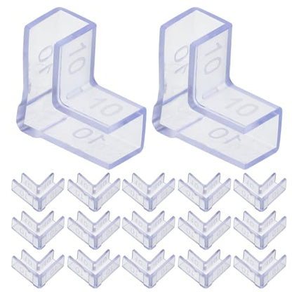 SHOWERORO 25pcs Fish Tank Glass Corner Protectors, L-Shaped 90° Plastic Edge Guards for 10mm Aquarium Glass, Babyproofing Safety Corner Covers for Home and Furniture