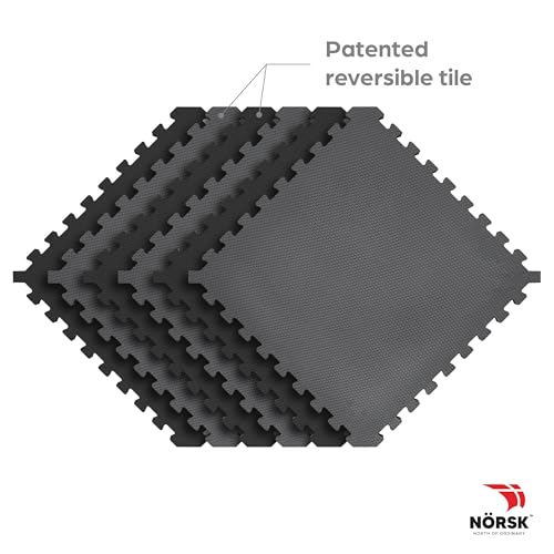 Dual-Sided Reversible 1/2" Foam Exercise Mats for Home Gym - Interlocking EVA Foam Tiles - color: Gray/Black, size: 18 Tiles - 72 Sq. Ft.