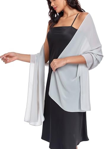 Shawls and Wraps Soft Chiffon Scarve Scarf For Evening Party Dresses Wedding Stole - color: Silver