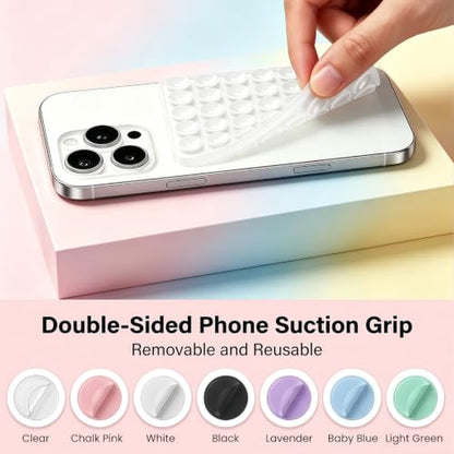 JingJinYY Anteel 2 Pack Double Sided Silicone Suction Cup Phone Case Mount, Hands-Free Strong Grip Silicon Phone Holder for Selfies and Videos, Non Slip Phone Accessories (Translucent) - color: Translucent