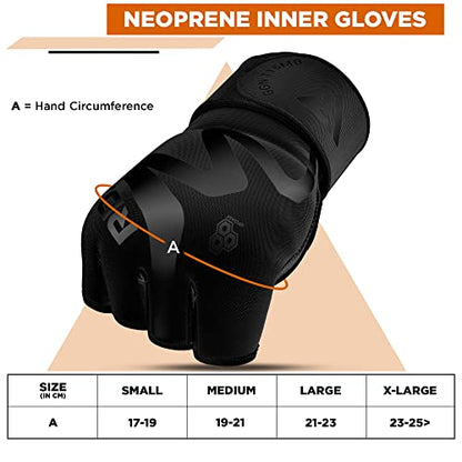 RDX Boxing Inner Gloves Hand Wraps Men Women, Hybrid Design Gym Weight Lifting Workout, 50Cm Long Wrist Support, Neoprene Under Mitts, MMA Muay Thai Martial Arts Training, Kickboxing Punching - size: Medium