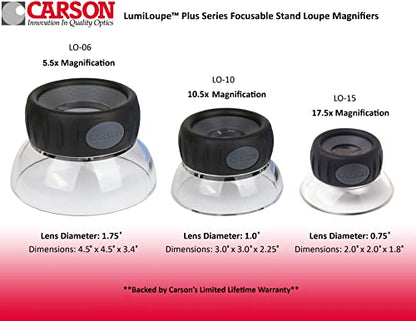 Carson LumiLoupe Plus 5.5X Power Stand Loupe Magnifier with Dual Lens Focusing System (LO-06) - style: 1.75" Diameter (5.5x)