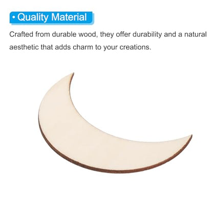 PATIKIL 3.1"x1" Wooden Moon, 10 Pack Unfinished Wood Moon Blank Wooden Cutouts Ornaments Natural Wood Pieces for Christmas Party Craft Projects - size: 3.1"x1"
