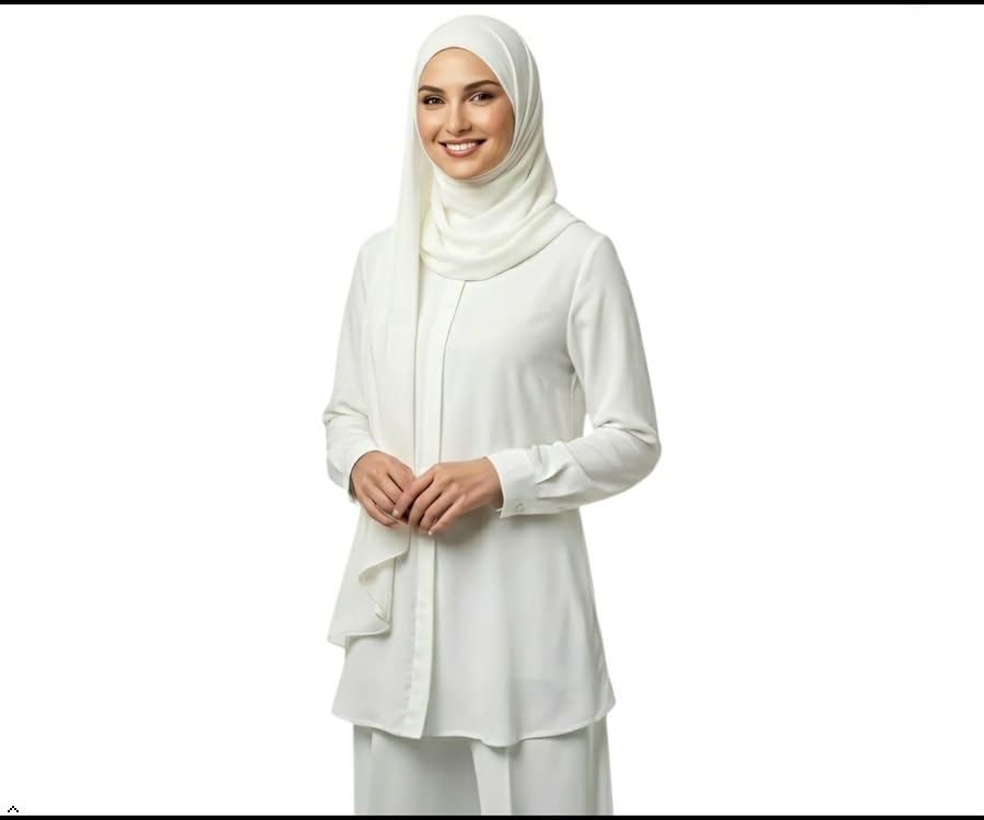 Cotton Modal Jersey Hijab with Matching Undercap, Women's Casual Style, 180cm × 70cm - color: White