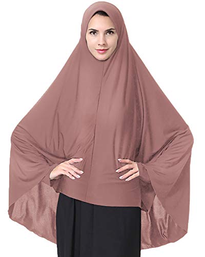 Ababalaya Women's Elegant Modest Muslim Islamic Ramadan Soft Lightweight Jersey Hijab Long Scarf - color: Darkpink, size: X-Large