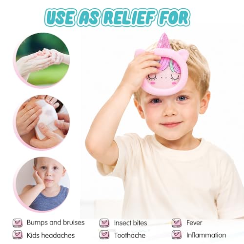 Hilph Kids Ice Packs for Boo Boos, Reusable Gel Cold Packs for Toddlers Injuries, 3 Pcs Hot & Cold Compress with Cute Plush Sleeves for Pain Relief, Fever, Wisdom Teeth, First Aid, Bumps (Unicorn) - style: A-Duck&elk&unicorn